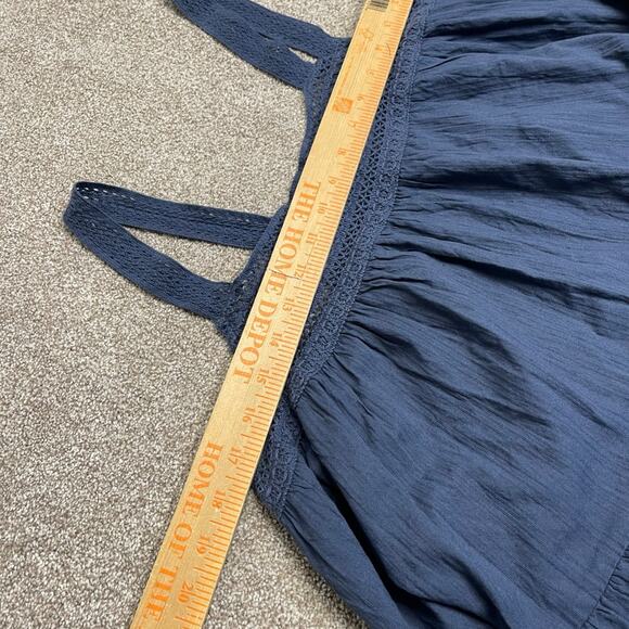 Boho Festival Tiered Prairie Crochet Sundress womens sz 2XL Navy Chambray Summer - Picture 6 of 10